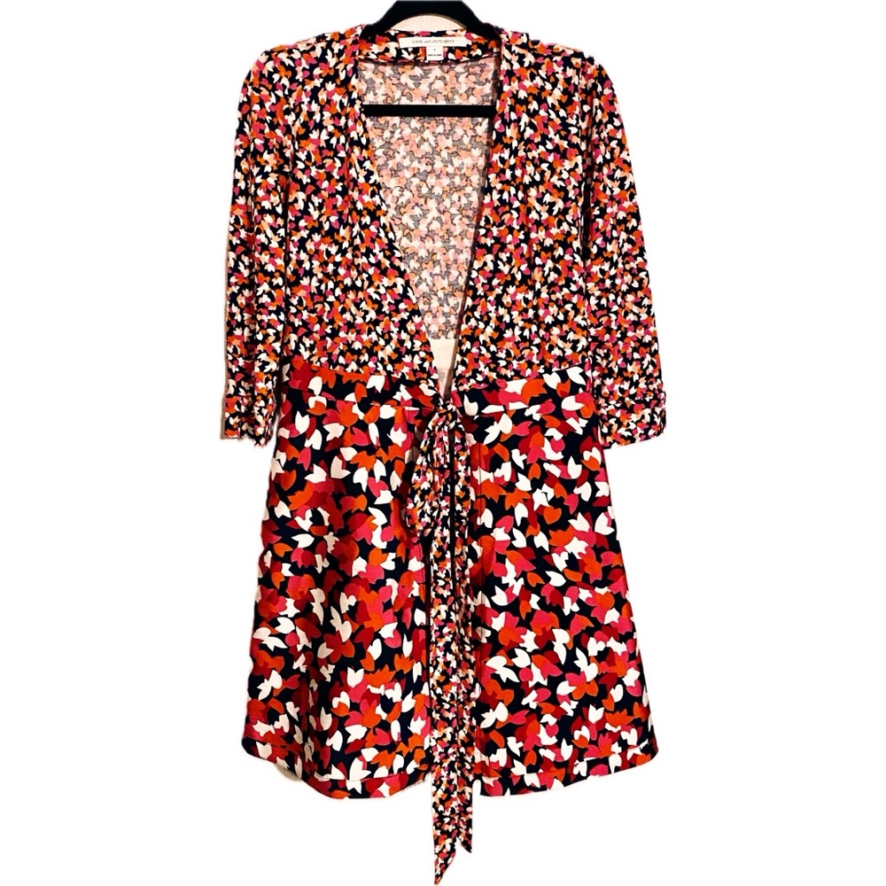 Women's Diane von Furstenberg Pink and Orange Wrap Dress Size 2